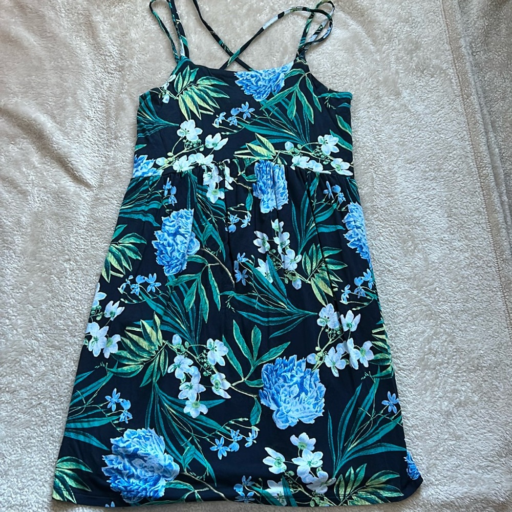 Old Navy Fit and Flare Blue Floral Dress